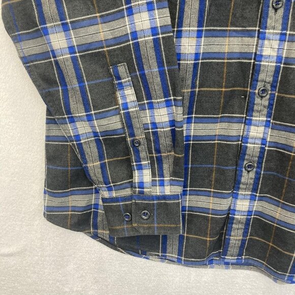 Eddie Bauer Relaxed Fit Flannel Shirt Mens Large Blue Gray Plaid Button Up Cabin - Picture 6 of 15